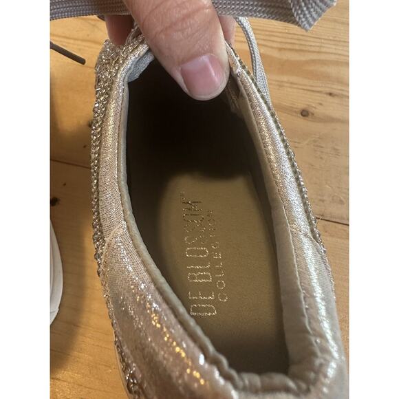 DeBlossom Collection Size 7.5 Silver Rhinestone Shoes Sparkle Swifty Flat Tie - Picture 7 of 9